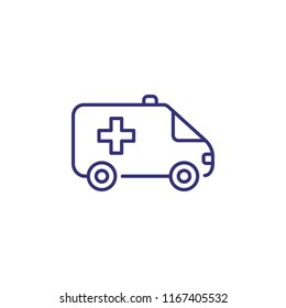 Ambulance car line icon. Emergency, accident, medical service. Medicine concept. Vector illustration can be used for topics like healthcare, transportation, safety