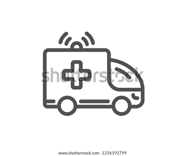 Ambulance car line icon. Medical emergency\
transport sign. Quality design flat app element. Editable stroke\
Ambulance car icon.\
Vector