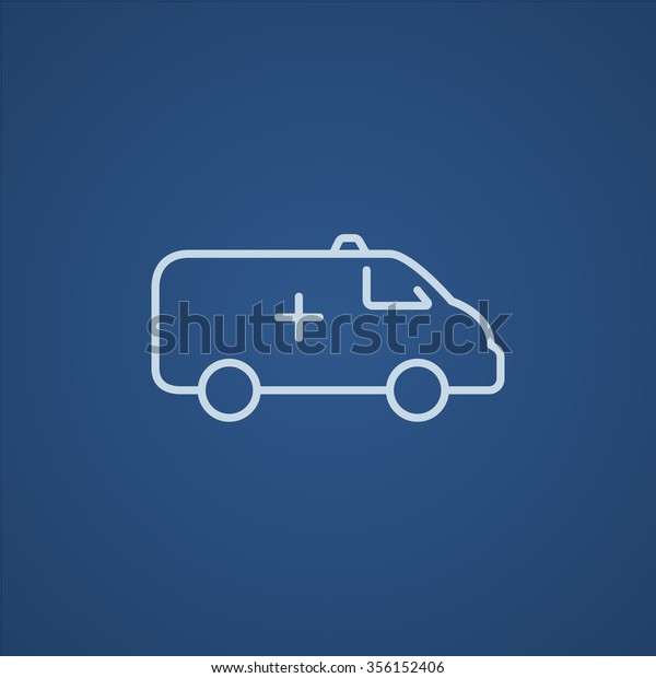 Ambulance car line icon
for web, mobile and infographics. Vector light blue icon isolated
on blue background.