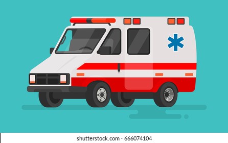 Ambulance car on an isolated background. Vector illustration in a flat style