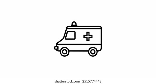 ambulance car outline design for kids printable coloring book