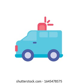 ambulance car over white background, flat style icon, vector illustration