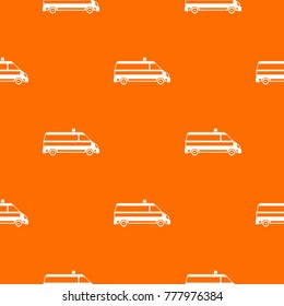 Ambulance car pattern repeat seamless in orange color for any design. Vector geometric illustration