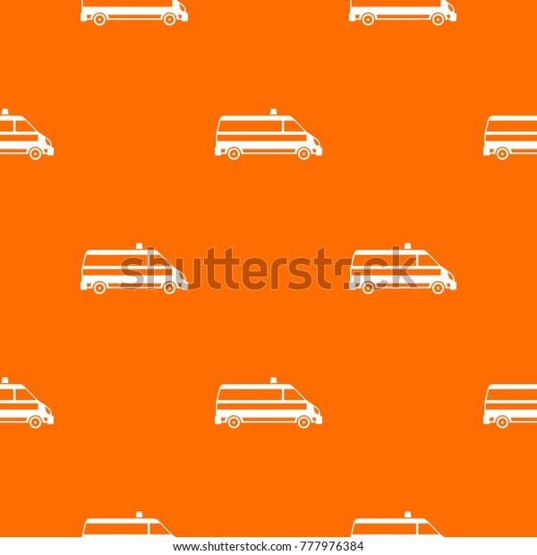 Ambulance car pattern repeat\
seamless in orange color for any design. Vector geometric\
illustration