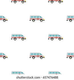 Ambulance car pattern seamless background in flat style repeat vector illustration