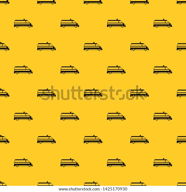 Ambulance car pattern seamless vector repeat\
geometric yellow for any\
design