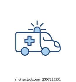 Ambulance Car related vector line icon. Emergency response. Accident department. Medical vehicle Isolated on white background. Vector illustration. Editable stroke