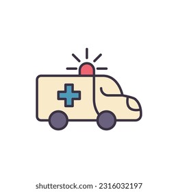 Ambulance Car related vector line icon. Emergency response. Accident department. Medical vehicle Isolated on white background. Vector illustration. Editable stroke