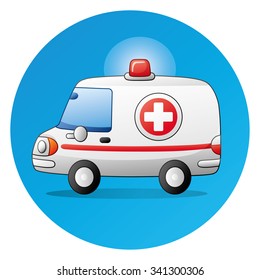 Ambulance car round icon.