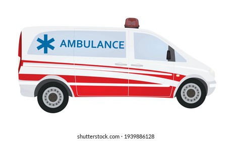 Ambulance car side view. vector illustration