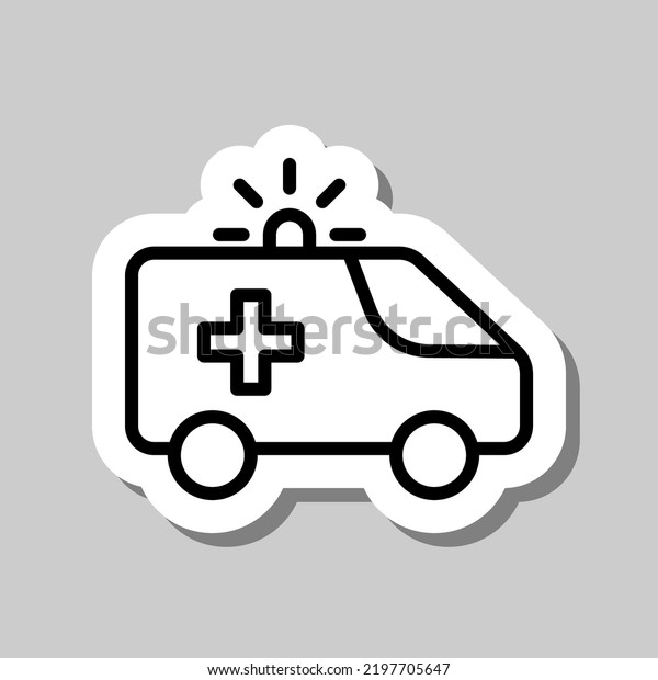 Ambulance car simple icon vector. Flat\
design. Sticker with shadow on gray\
background.ai