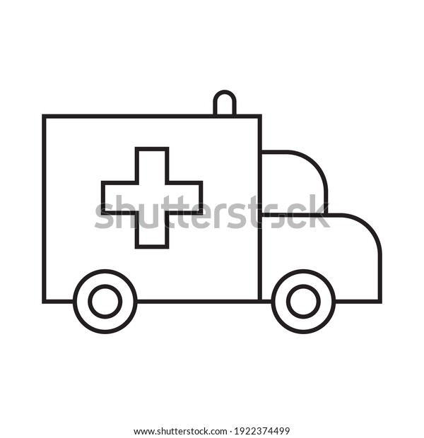 Ambulance car simple medicine icon in\
trendy line style isolated on white background for web applications\
and mobile concepts. Vector illustration\
EPS10