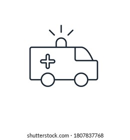 Ambulance car. Simple vector linear icon isolated on white background.