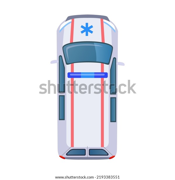 Ambulance car. Top view of\
colorful car flat icon. Roofs of different transports, trucks and\
vehicles vector illustration collection. Public and private\
transport