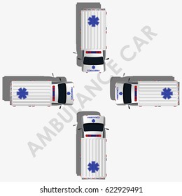 Ambulance car top view vector illustration.