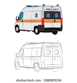 The Ambulance Car Vector Drawing Illustration