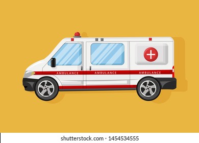 Ambulance car Vector flat style. Emergency medical service vehicle. Hospital transport