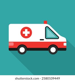 Ambulance Car Vector for Healthcare and Emergency Services - Cartoon Vector Illustration