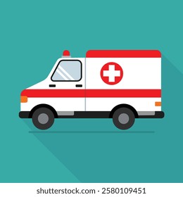 Ambulance Car Vector for Healthcare and Emergency Services - Cartoon Vector Illustration