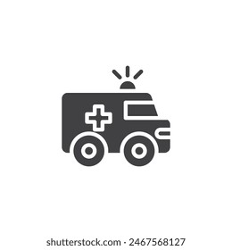 Ambulance car vector icon. filled flat sign for mobile concept and web design. Emergency Vehicle glyph icon. Symbol, logo illustration. Vector graphics