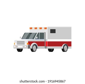 Ambulance car vector icon illustration. Cartoon style