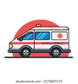 caricatura de ilustración de icono del vector del vehículo de ambulancia