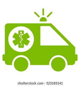 Ambulance Car vector icon. Style is flat symbol, eco green color, rounded angles, white background.