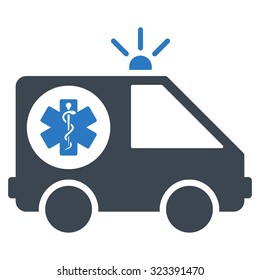 Ambulance Car vector icon. Style is bicolor flat symbol, smooth blue colors, rounded angles, white background.