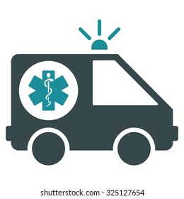 Ambulance Car vector icon. Style is bicolor flat symbol, soft blue colors, rounded angles, white background.