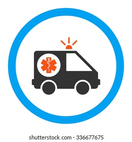 Ambulance Car vector icon. Style is flat rounded symbol, bright colors, rounded angles, white background.