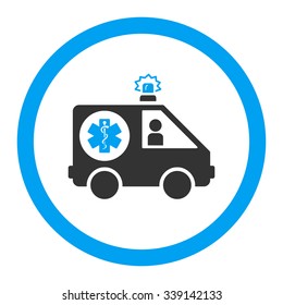 Ambulance Car vector icon. Style is bicolor flat rounded symbol, blue and gray colors, rounded angles, white background.