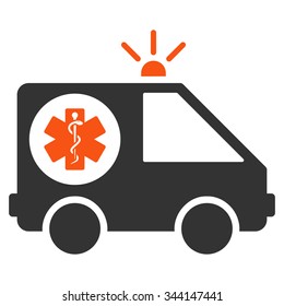 Ambulance Car vector icon. Style is bicolor flat symbol, orange and gray colors, rounded angles, white background.