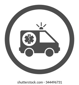 Ambulance Car vector icon. Style is flat rounded symbol, gray color, rounded angles, white background.
