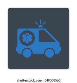 Ambulance Car vector icon. Style is flat rounded square button, smooth blue colors, white background.