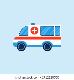 Camión de ambulancia. Ilustración de vectores en un estilo plano