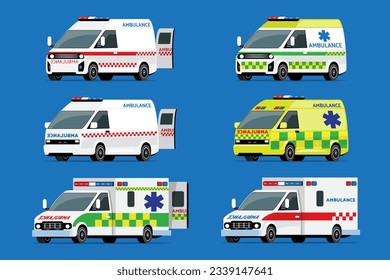 Ambulance car vector illustration. Ambulance car icon set