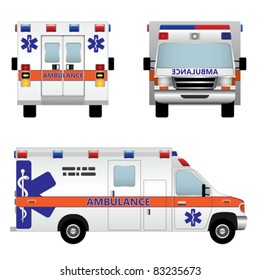 Ambulance car. Vector illustration isolated on white background