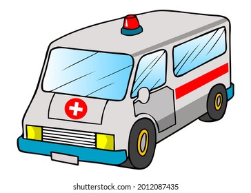 ambulance car vector illustration,isolated on white background,top view