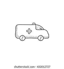 Ambulance car vector sketch icon isolated on background. Hand drawn Ambulance car icon. Ambulance car sketch icon for infographic, website or app.
