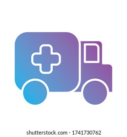 ambulance car vehicle gradient silhouette style vector illustration design
