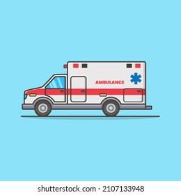 Ambulance Cartoon fill outline illustration