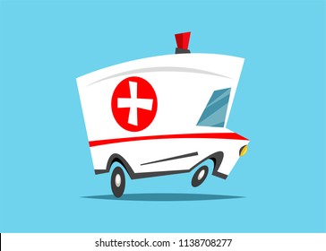 Ambulance in cartoon style. Flat vector illustration.