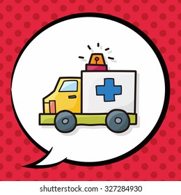 ambulance color doodle, speech bubble