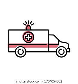 Ambulance color vector icon. Emergency, medical transportation. 
