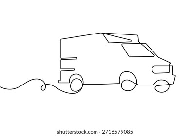 Ambulance continuous one line drawing and minimalist style isolated outline vector illustration