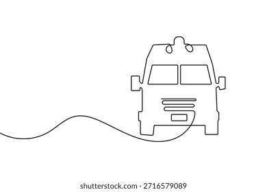 Dibujo continuo de una línea de ambulancia y Ilustración vectorial de contorno aislada de estilo minimalista