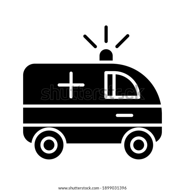 ambulance cute car outline icon editable\
stroke design on white\
background