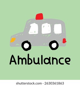 ambulance cute doodle vector set