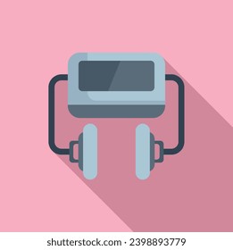 Ambulance defibrillator icon flat vector. Portable device. First cardiac help