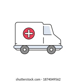 Ambulance. Doctor's car. Simple vector icon, filled outline.